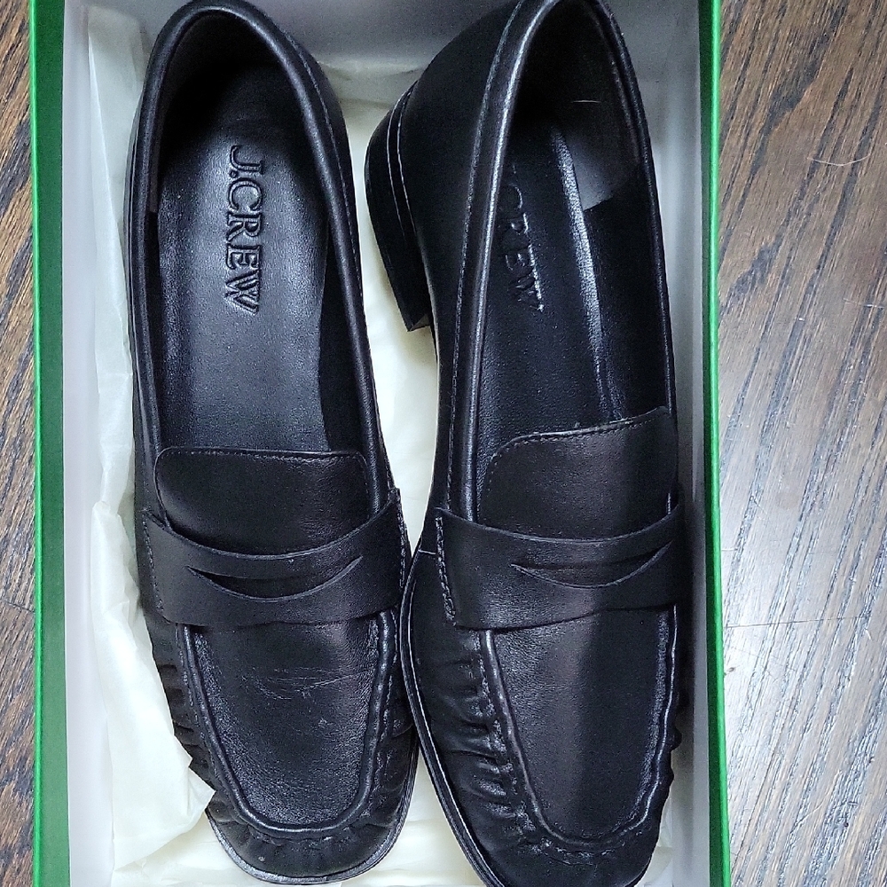J. Crew Women's Sleek Black Leather Flats